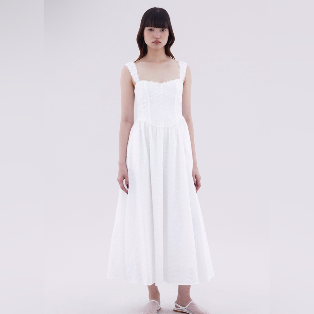 Allegra Smock-Back Dress-   White - brand new-size M